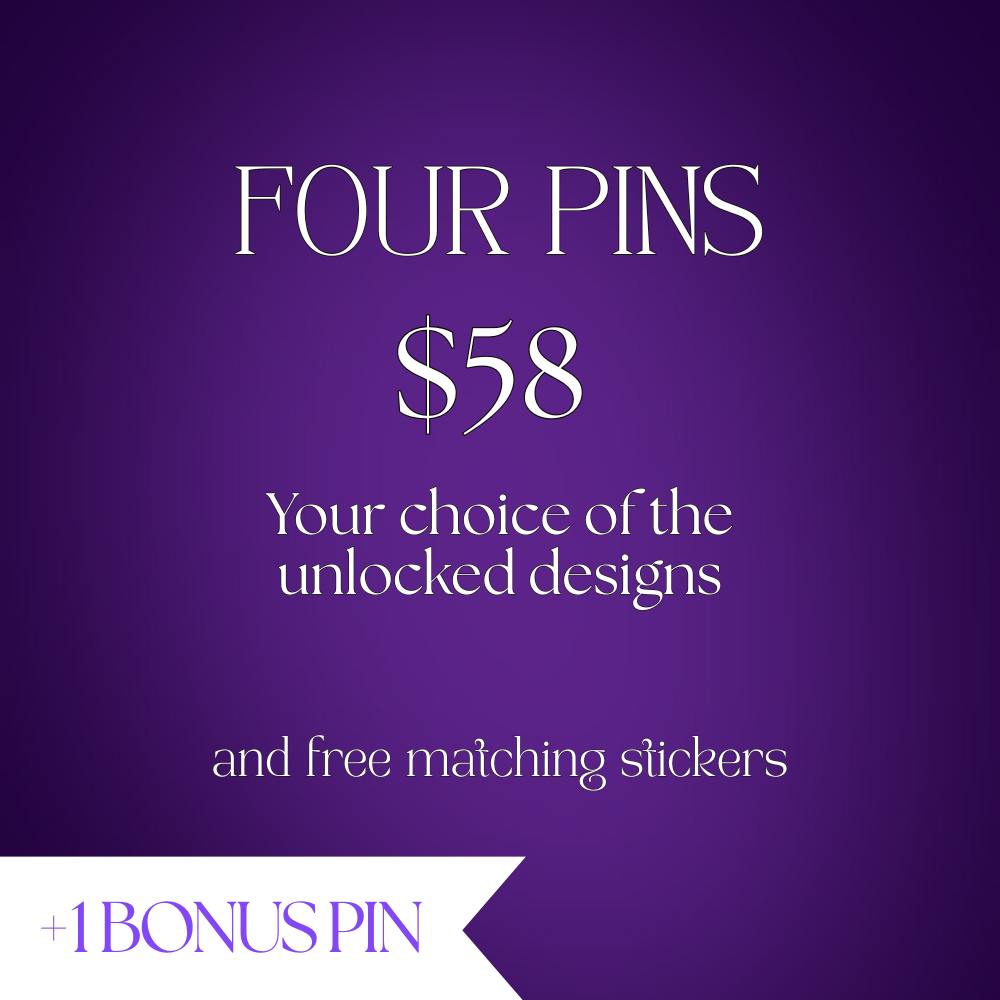 Four Pins + Matching Stickers