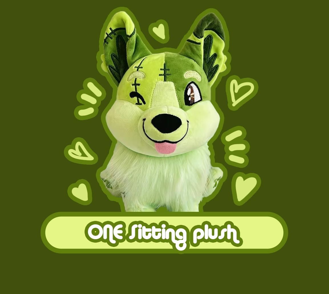 One (1) Buster Frankencorgi Sitting Plush