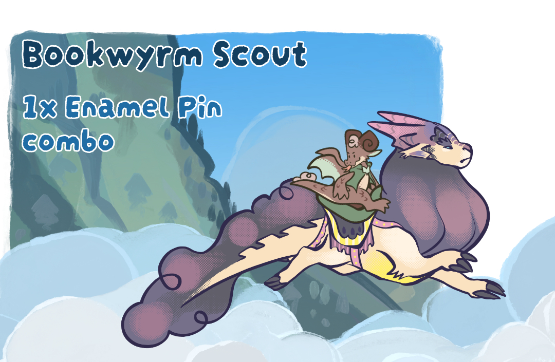 Bookwyrm Scout: 1x Enamel Pin + Rider Magnet