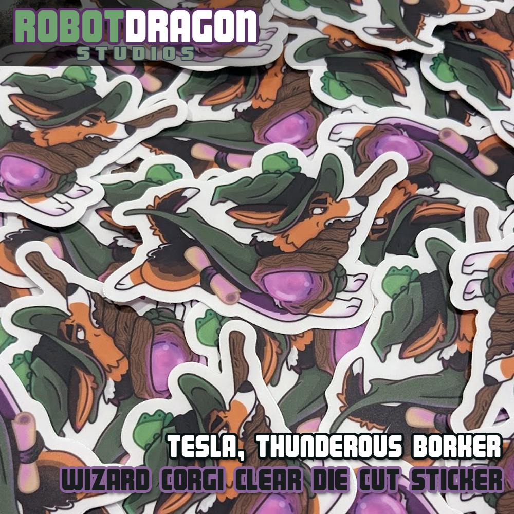 Tesla Wizard Corgi Sticker