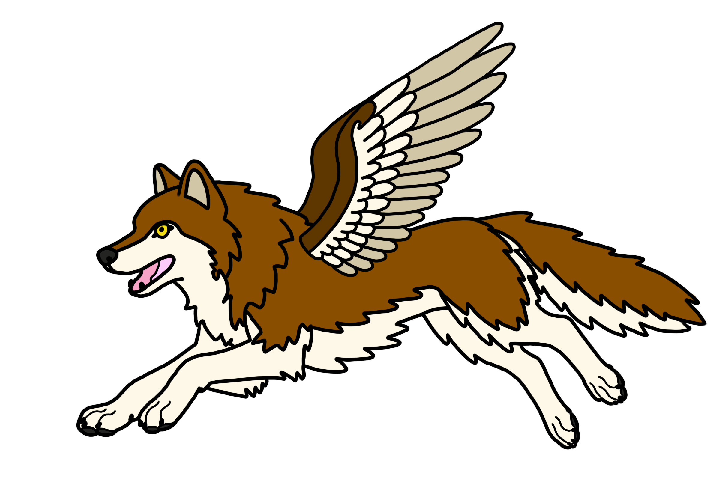 Flying wolf brown pin