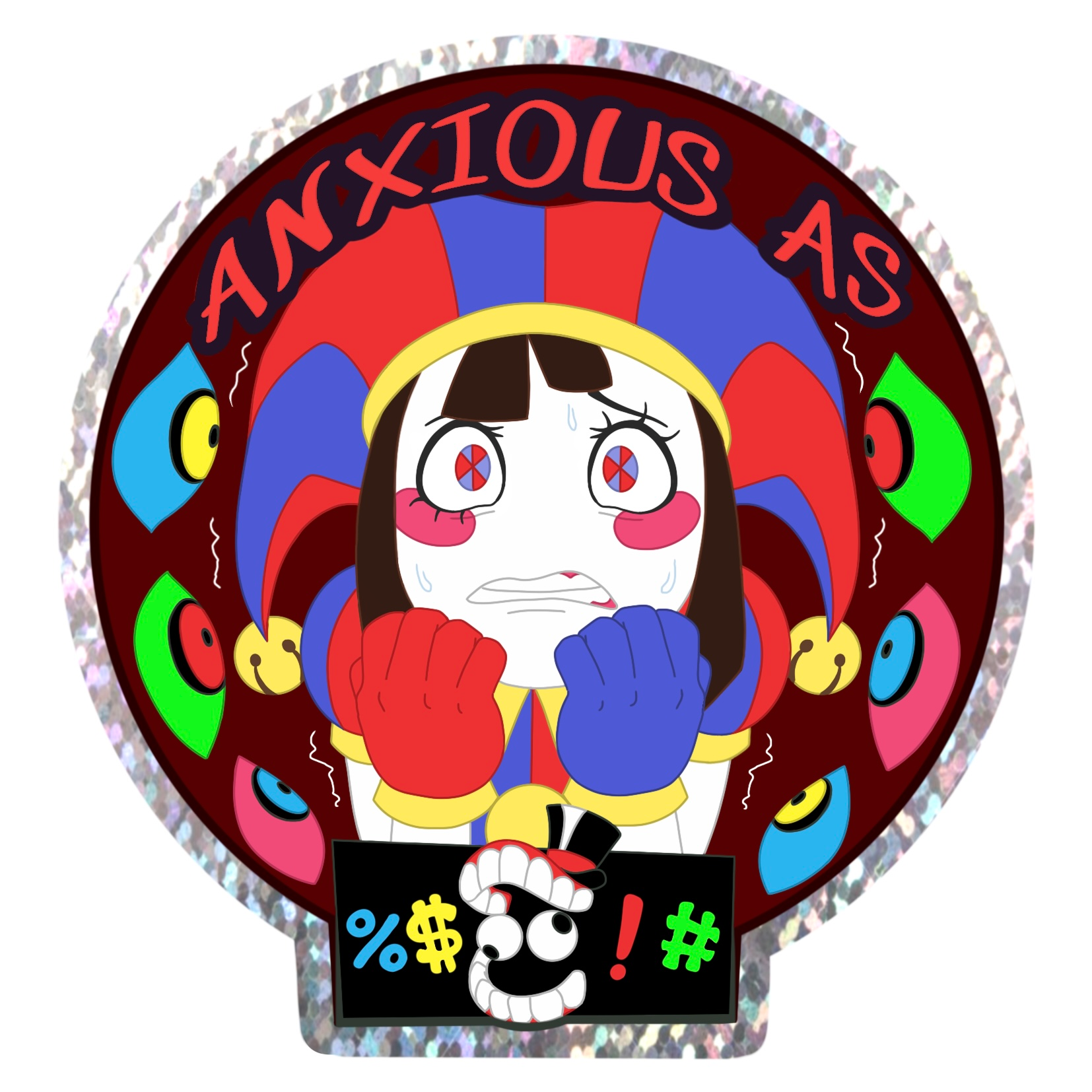 Anxious As %$!# Glitter Sticker