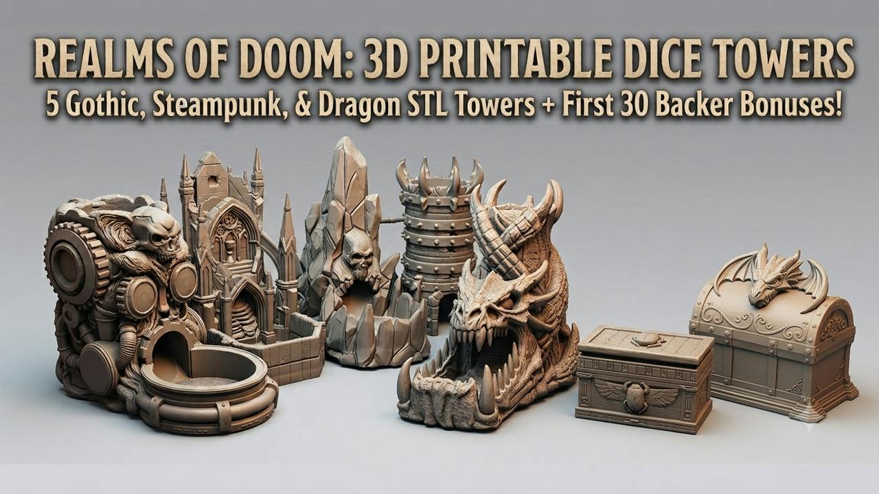 Realms of Doom: 3D Printable Dice Towers STL