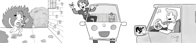 1 player plays the sidekick and everyone pulls together to create the band's van