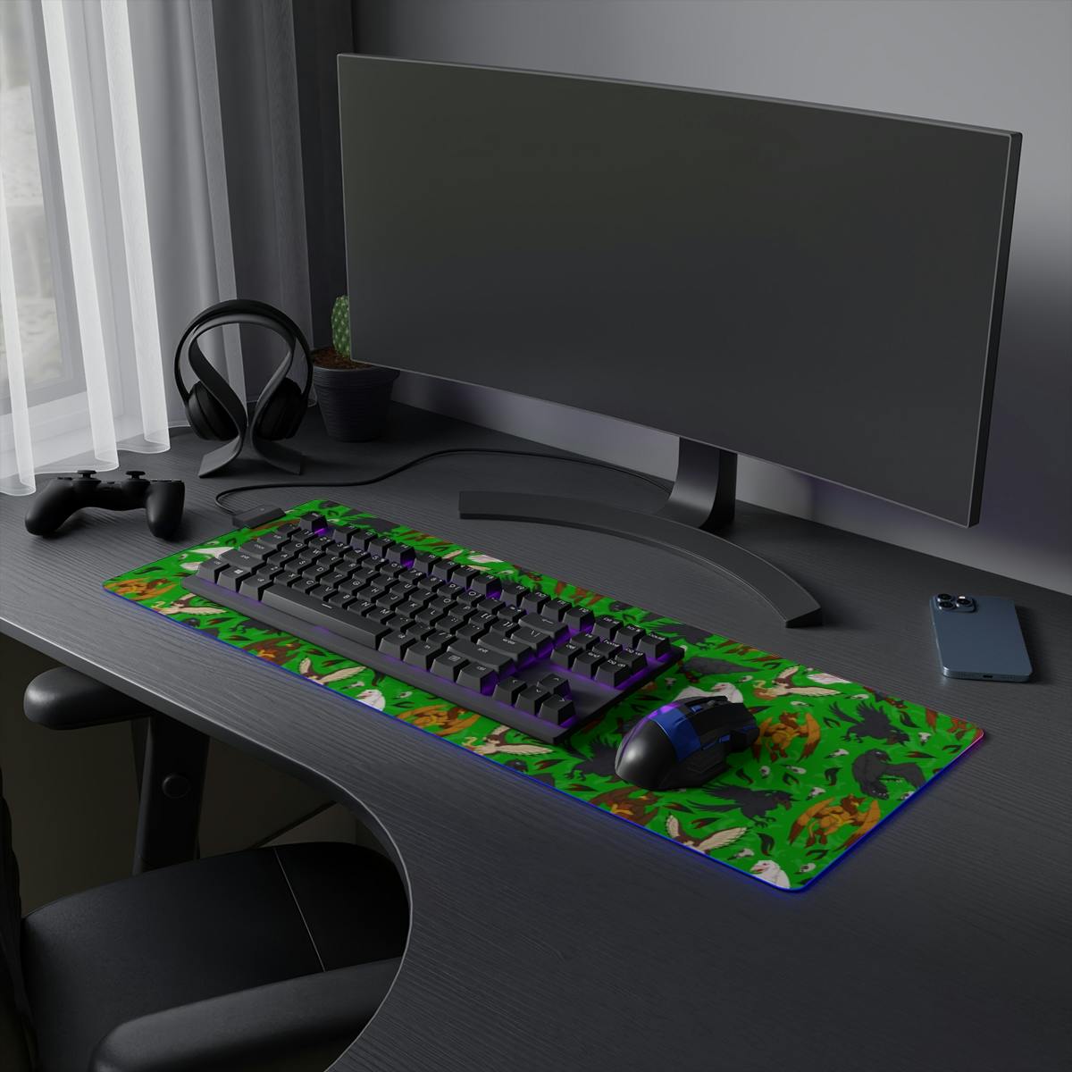 LED Gaming Mouse Pad w/ USB Hub