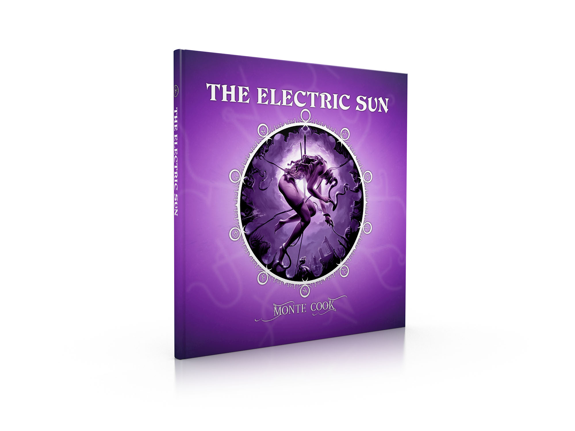 Mockup of The Electric Sun in hardcover.
