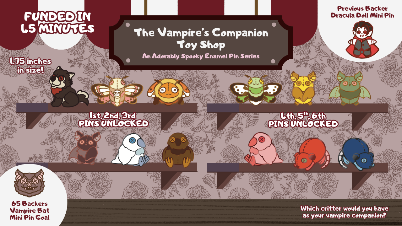 The Vampire's Companion Toy Shop Pins