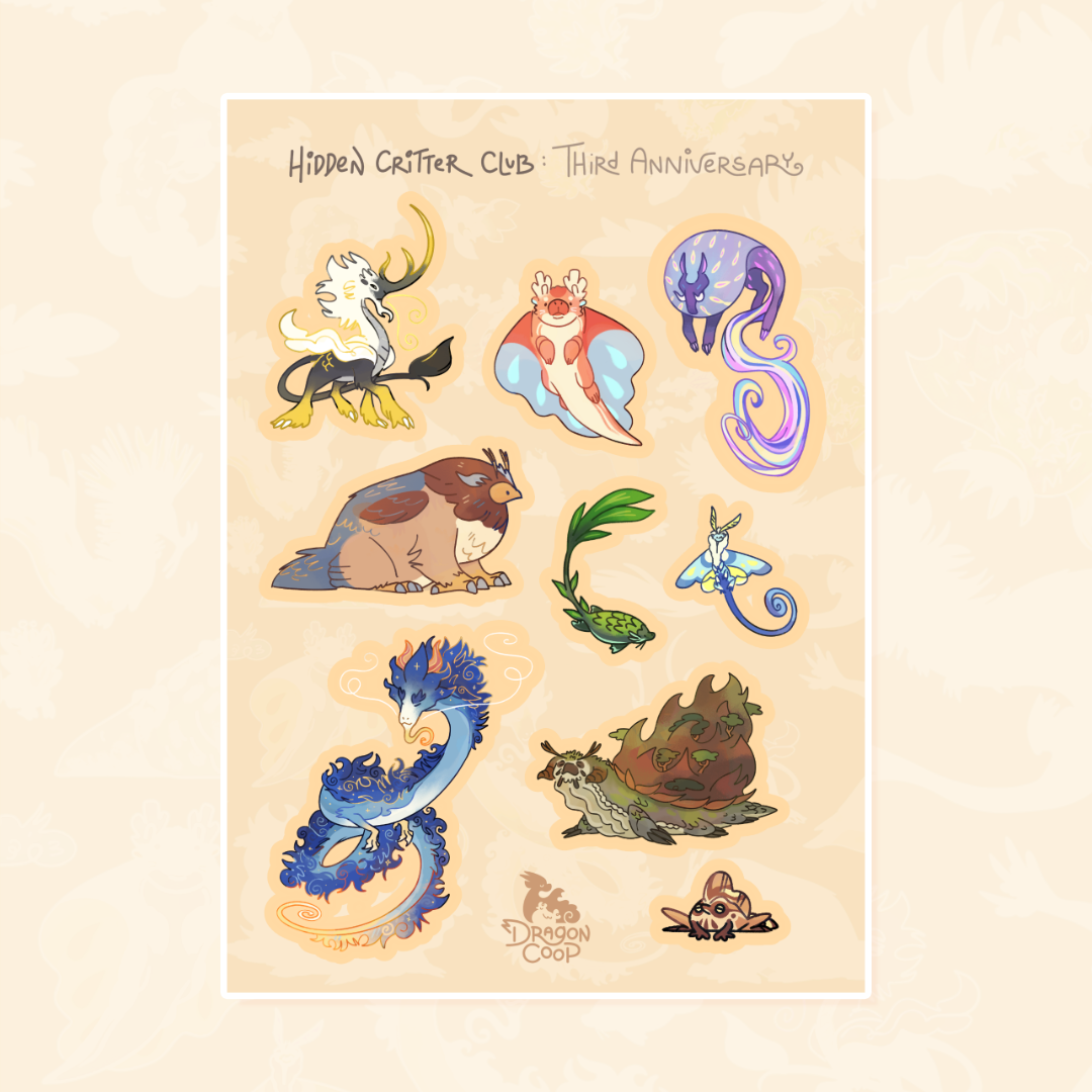 Hidden Critter Third Year Vinyl Sticker Sheet