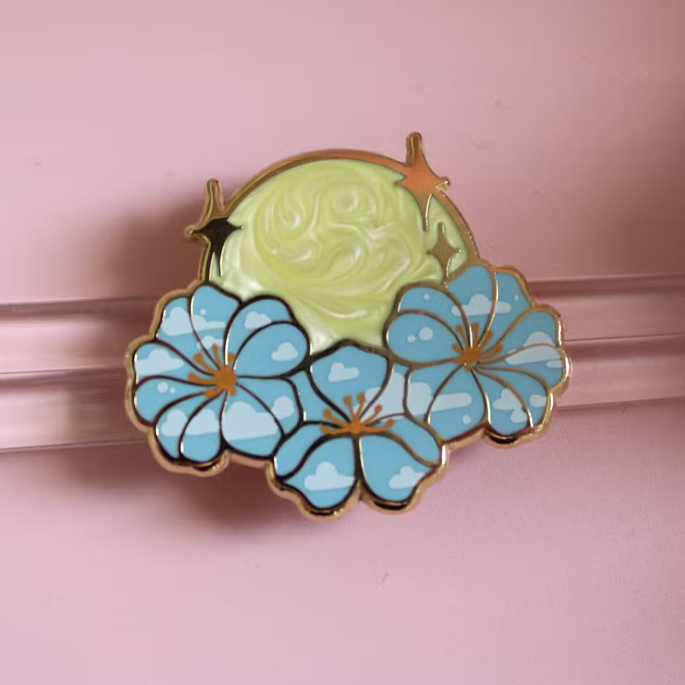 Enamel Pin: Sun & Sky Flowers 