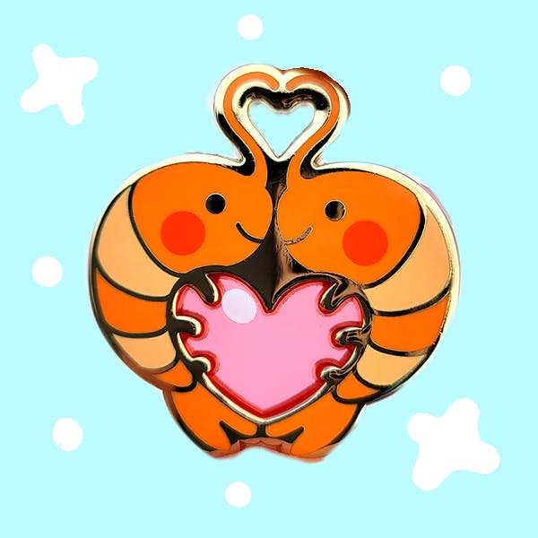Shrimp Heart Enamel Pin