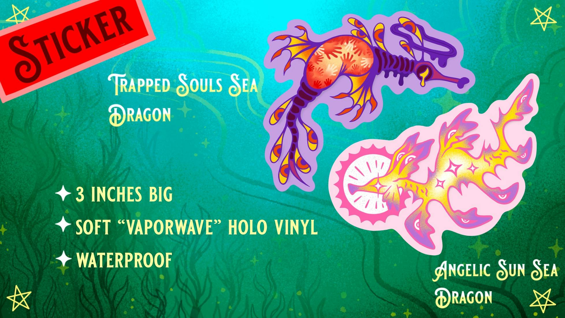 Trapped Souls and Angelic Sun Sea Dragon Holo Vinyl Sticker Set