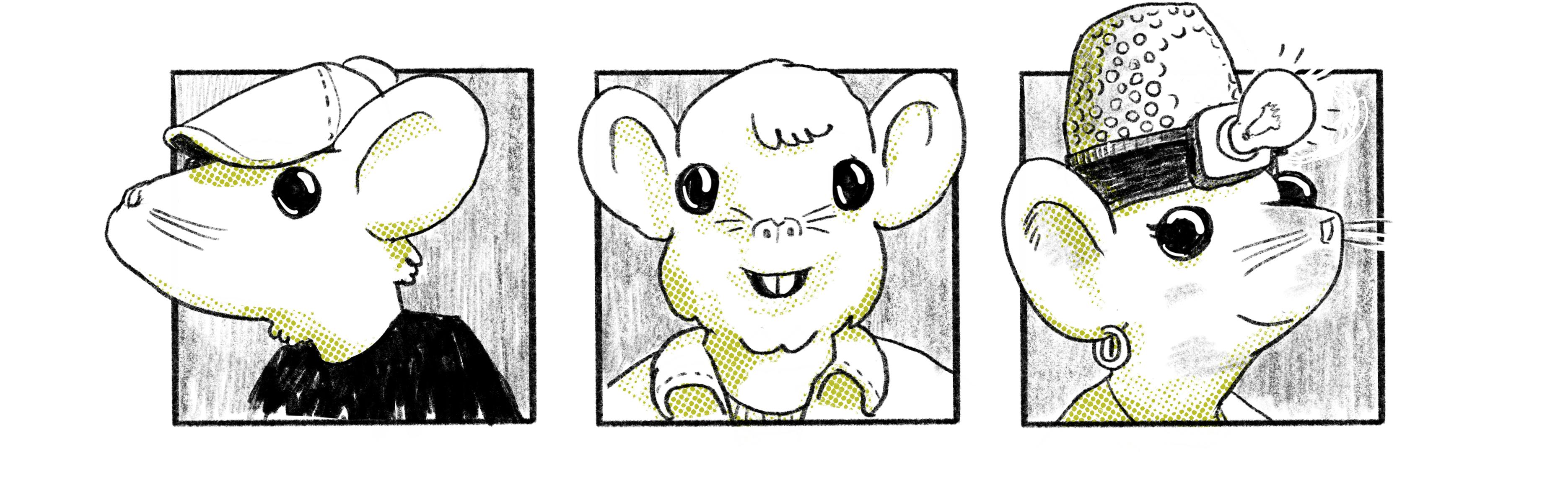 Mausrittter Cartoon portraits of the artists