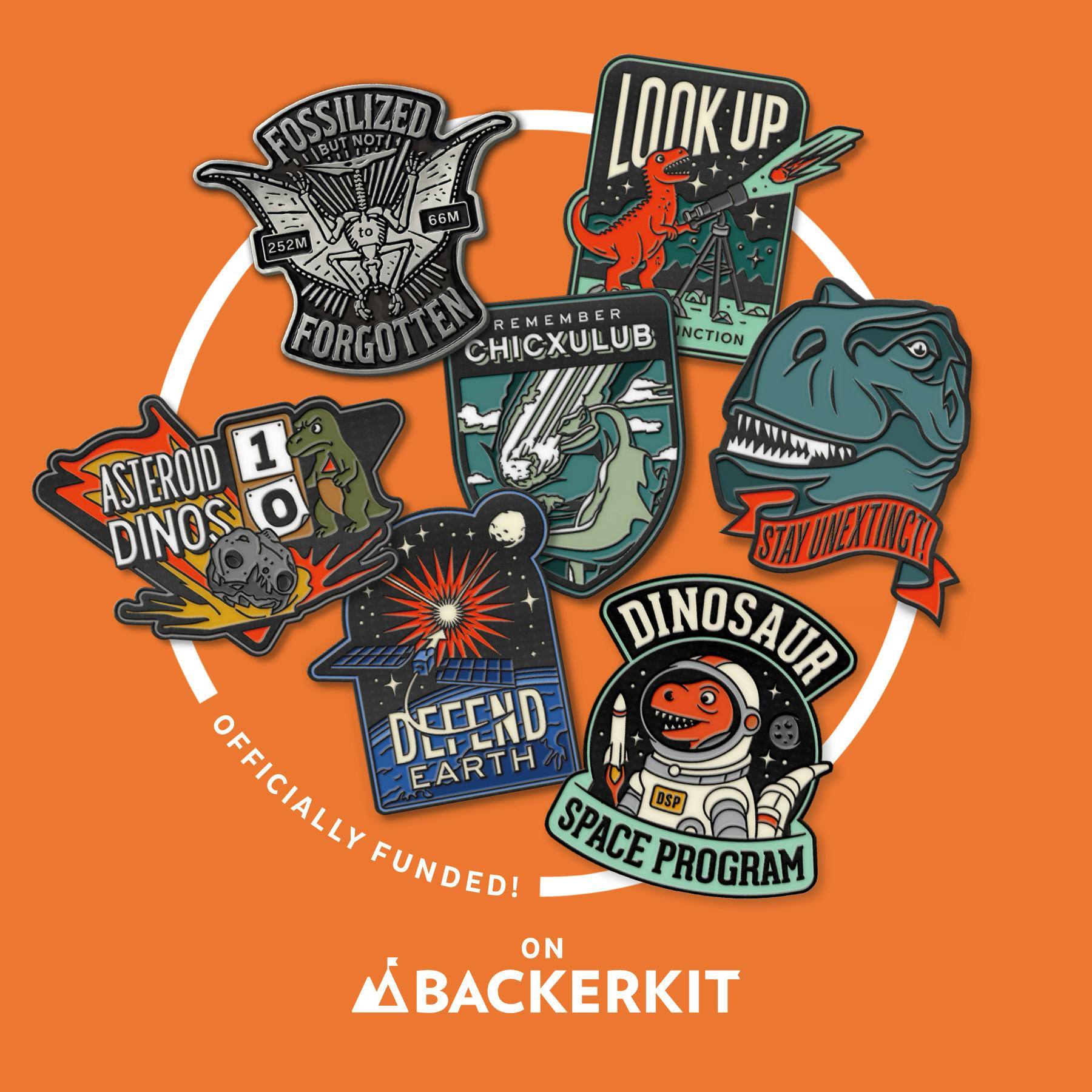 Full Set of Seven Dino Extinction Pins