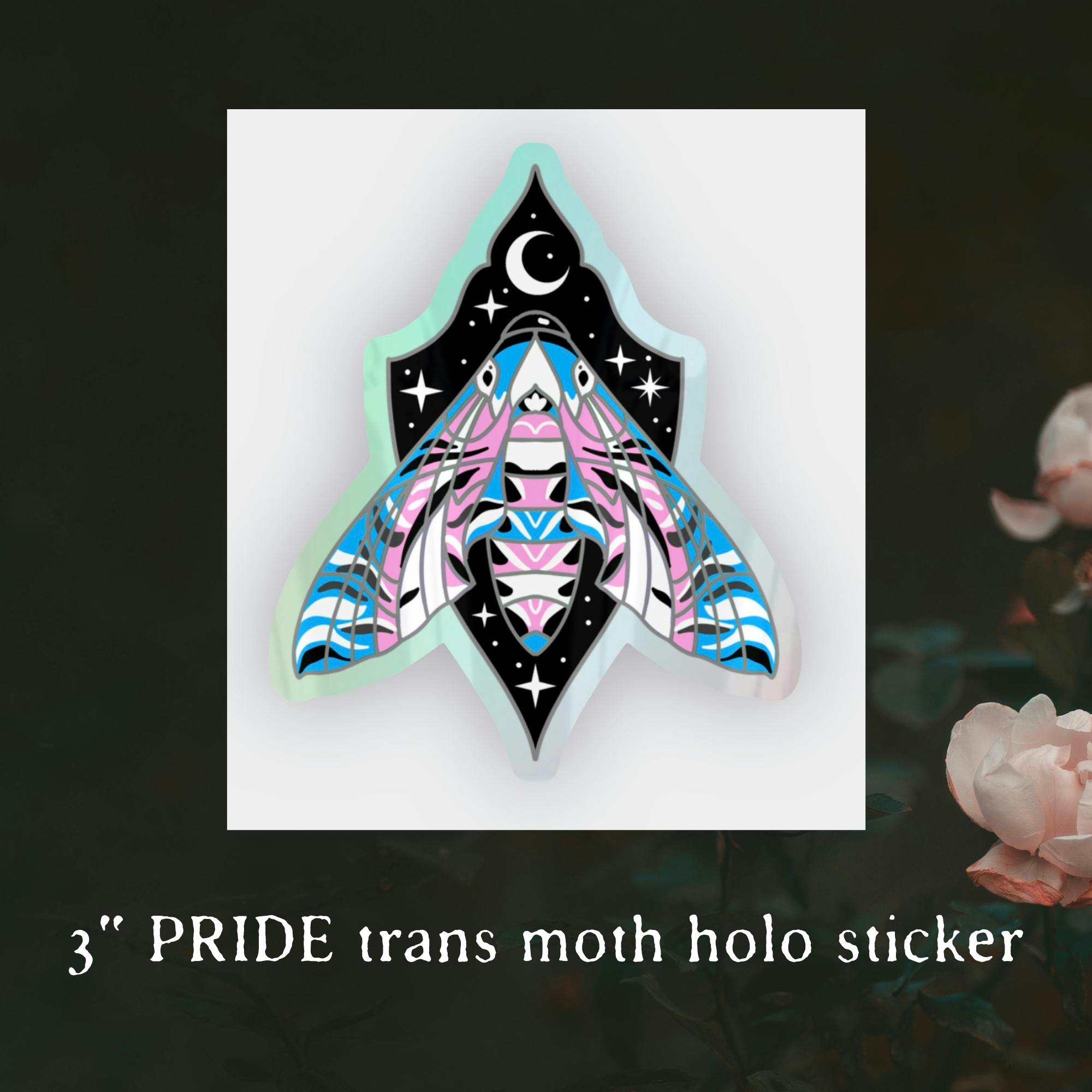 STICKER- PRIDE TRANS MOTH HOLO