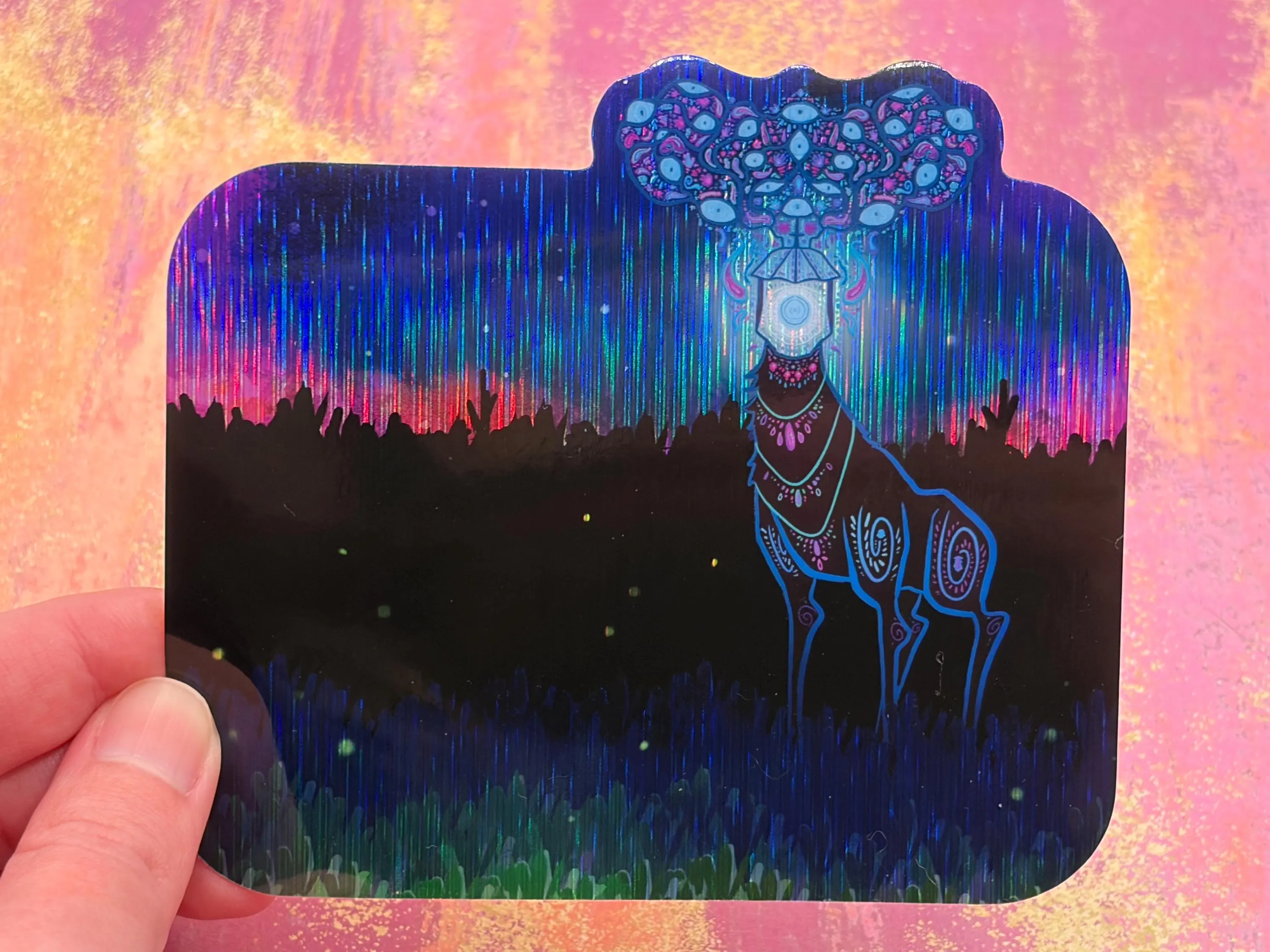 Corn field creature holo sticker