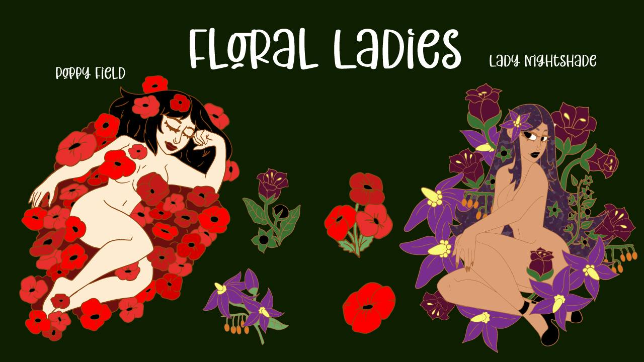 Floral Ladies Enamel Pins
