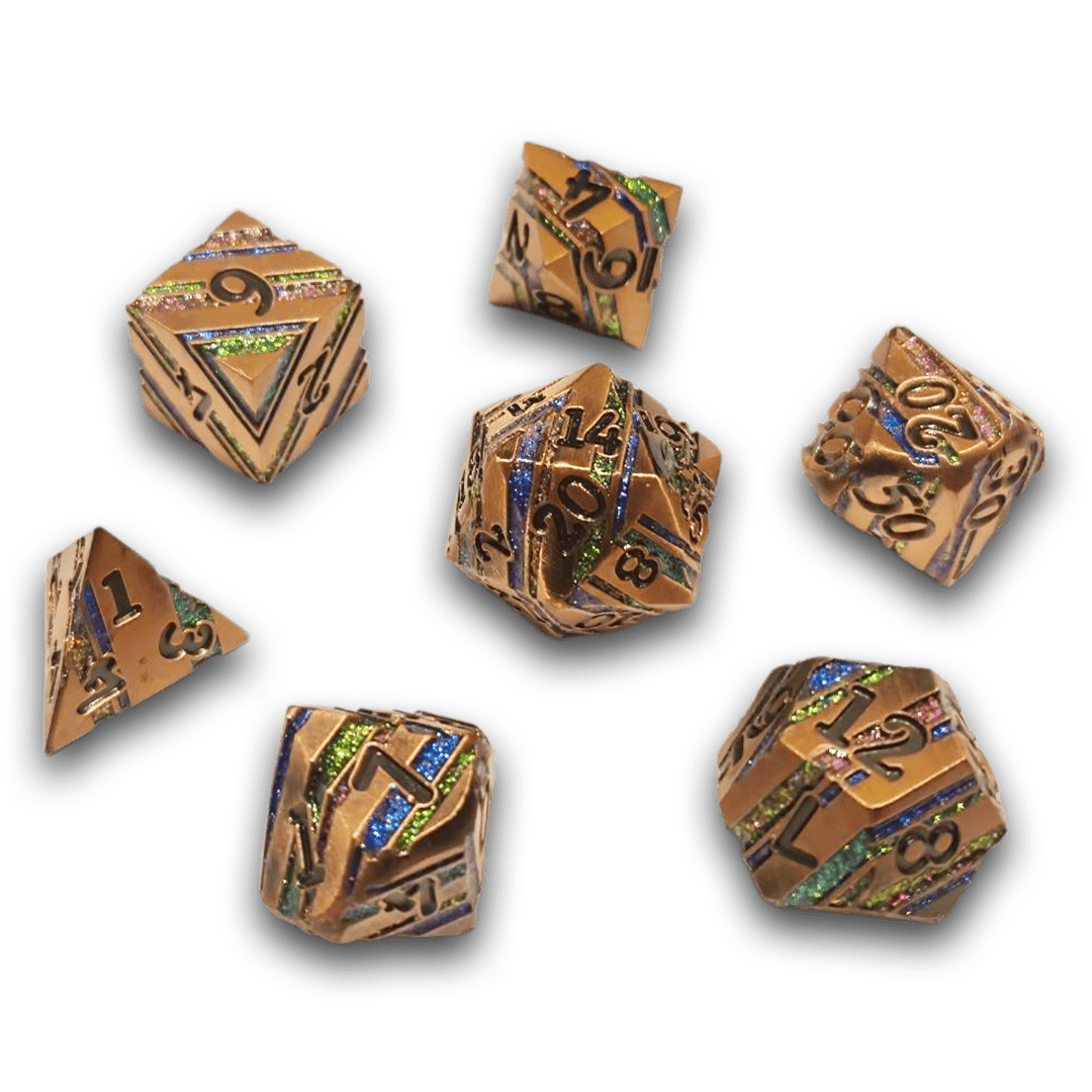 'Bulkhead Bronze' Metal Dice Set