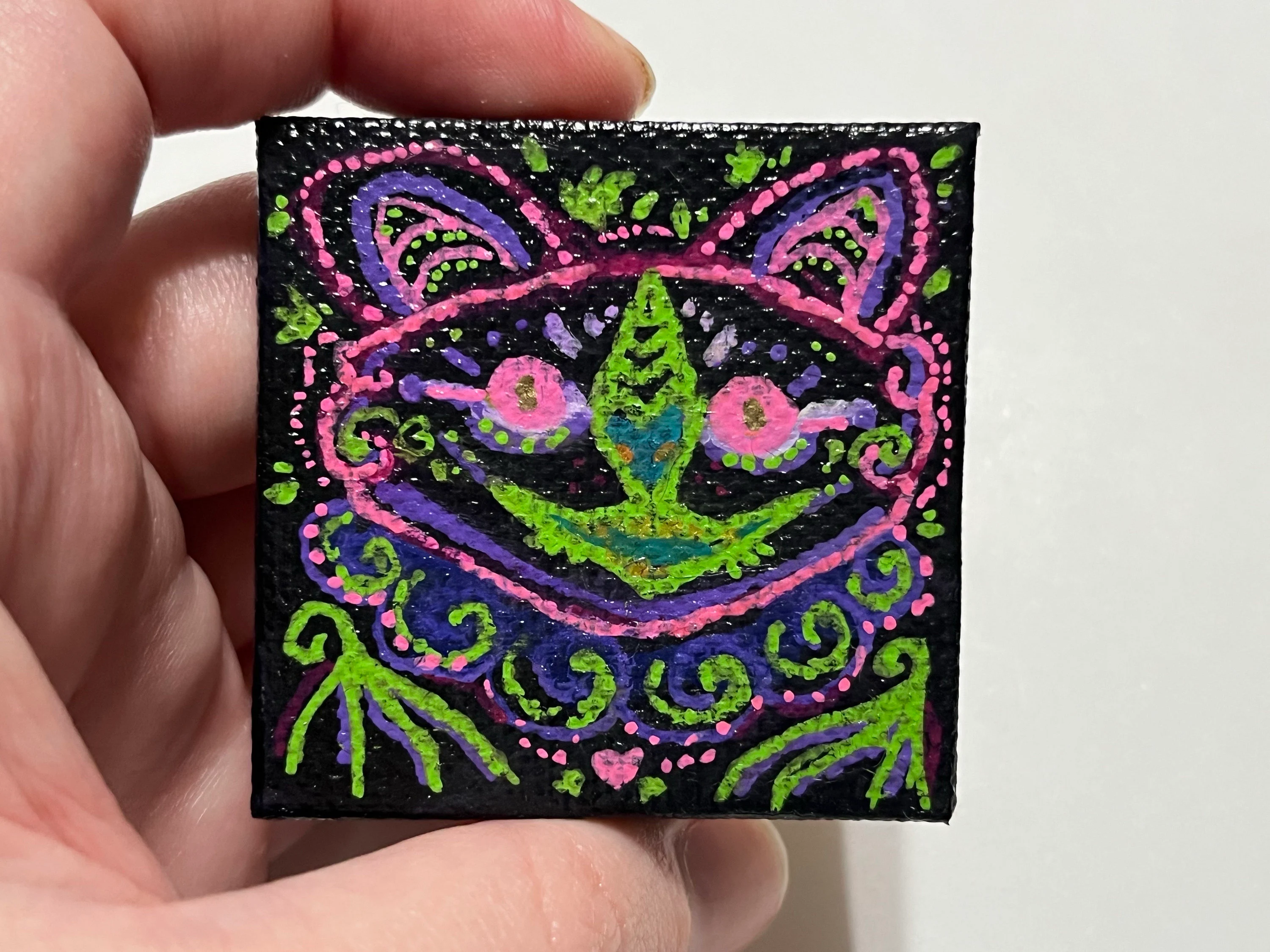 Colorful bat mini canvas painting