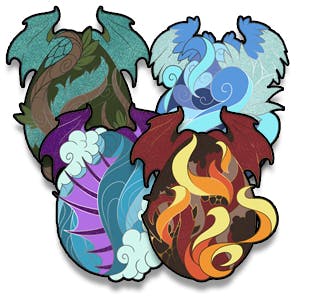 2" Elemental Eggs Enamel Pins