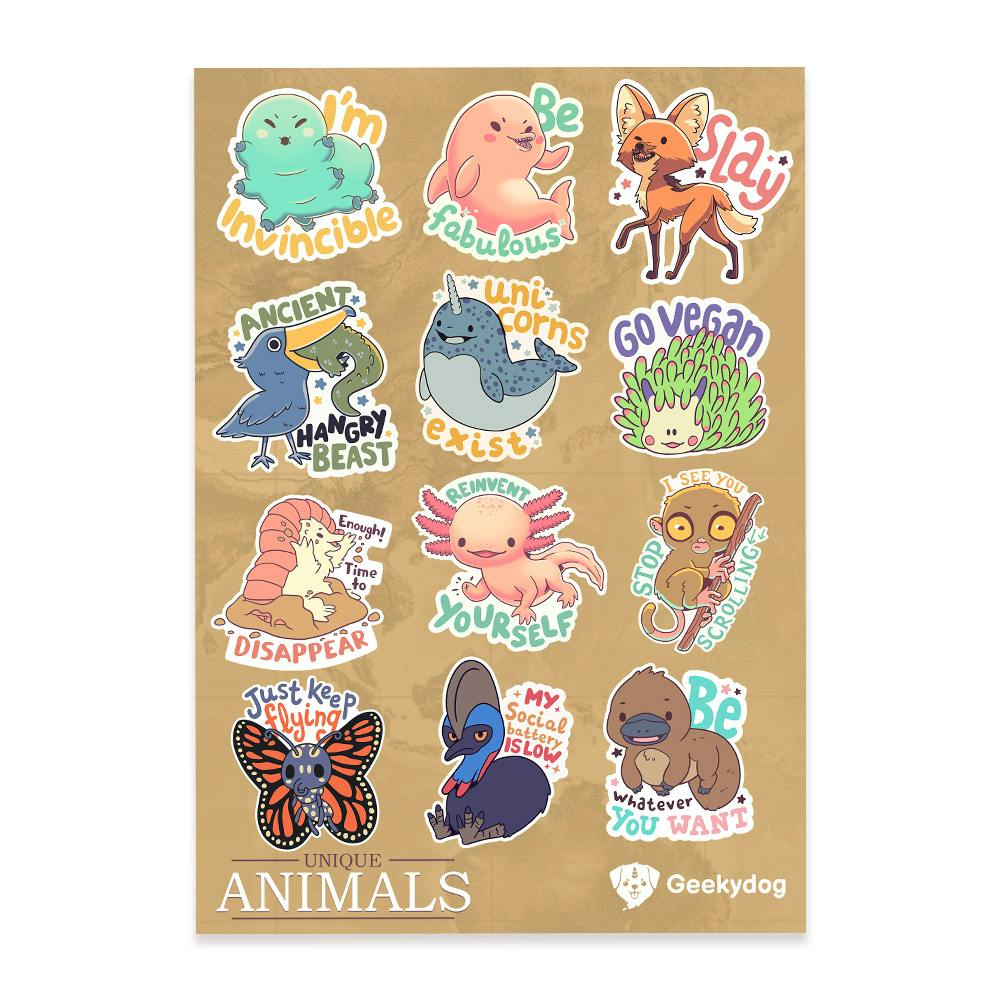 Unique Animals Sticker Sheet