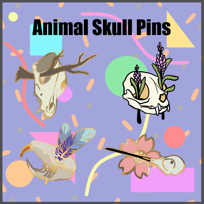 animal skull pins bundle