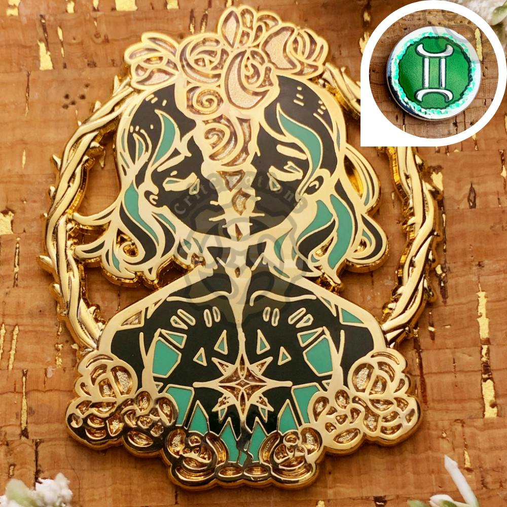 Celestial Coronation: Zodiac May Emerald Gemini Set