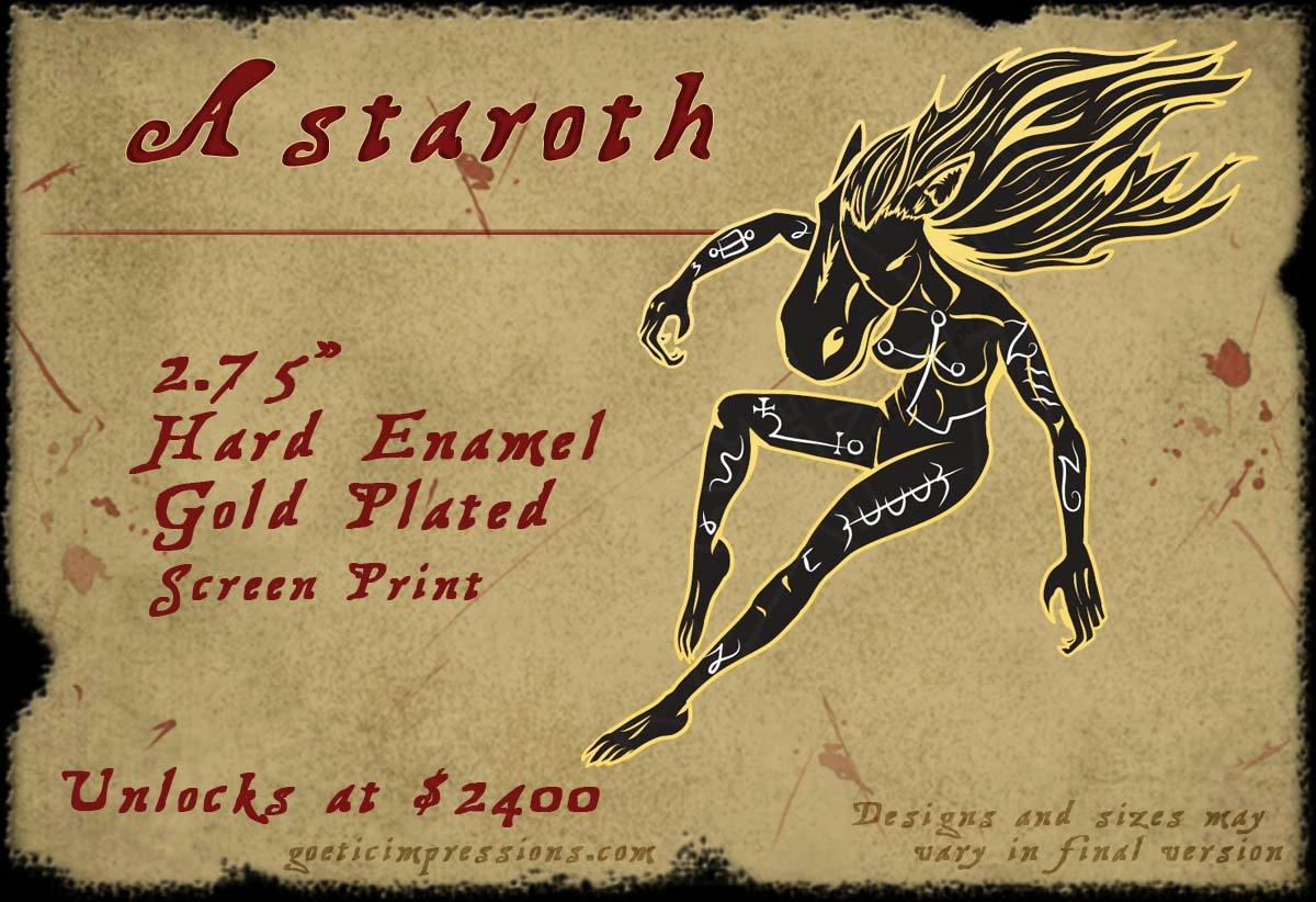 Enamel pin design of Astaroth inspired by the description in the Grimorium Verum