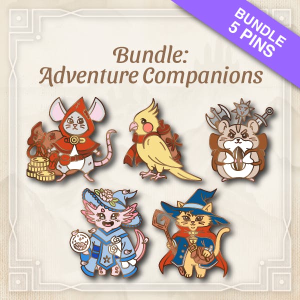 Bundle: All Adventure Companion Pins (5 Pins + 1 Freebie Pin)