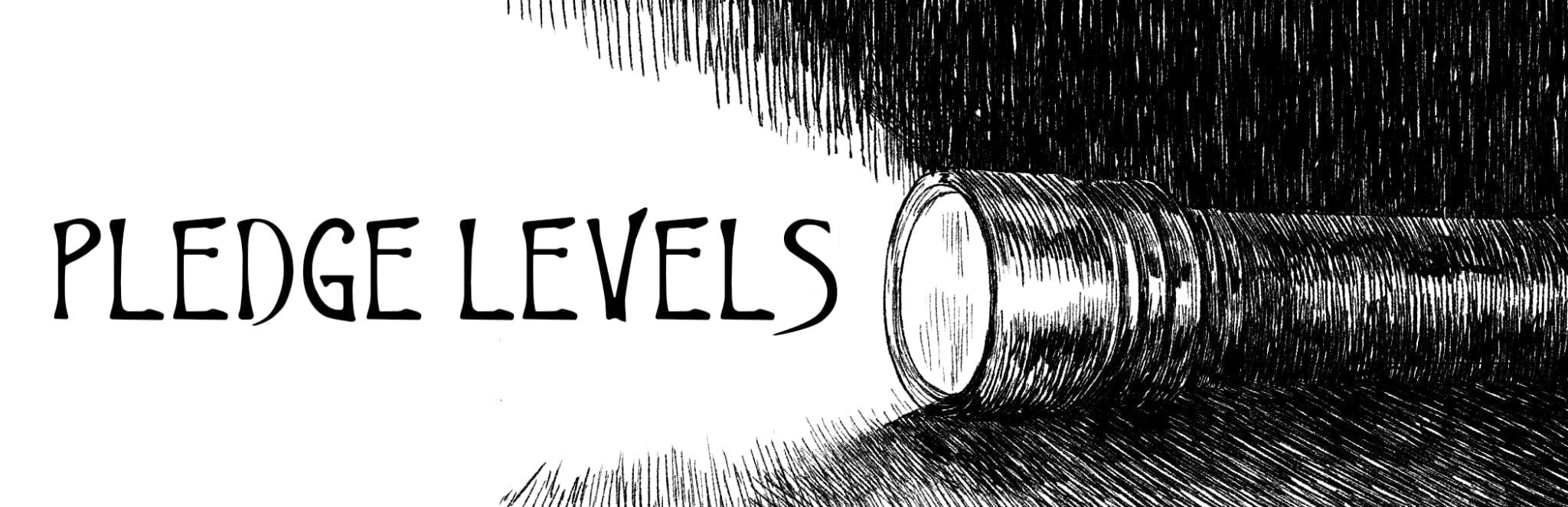 The torch shining on text which reads 'Pledge Levels'