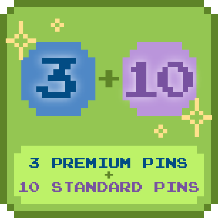 Three Premium Pins + Ten Standard Pins