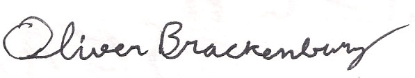  Handwritten signature of Oliver Brackenbury