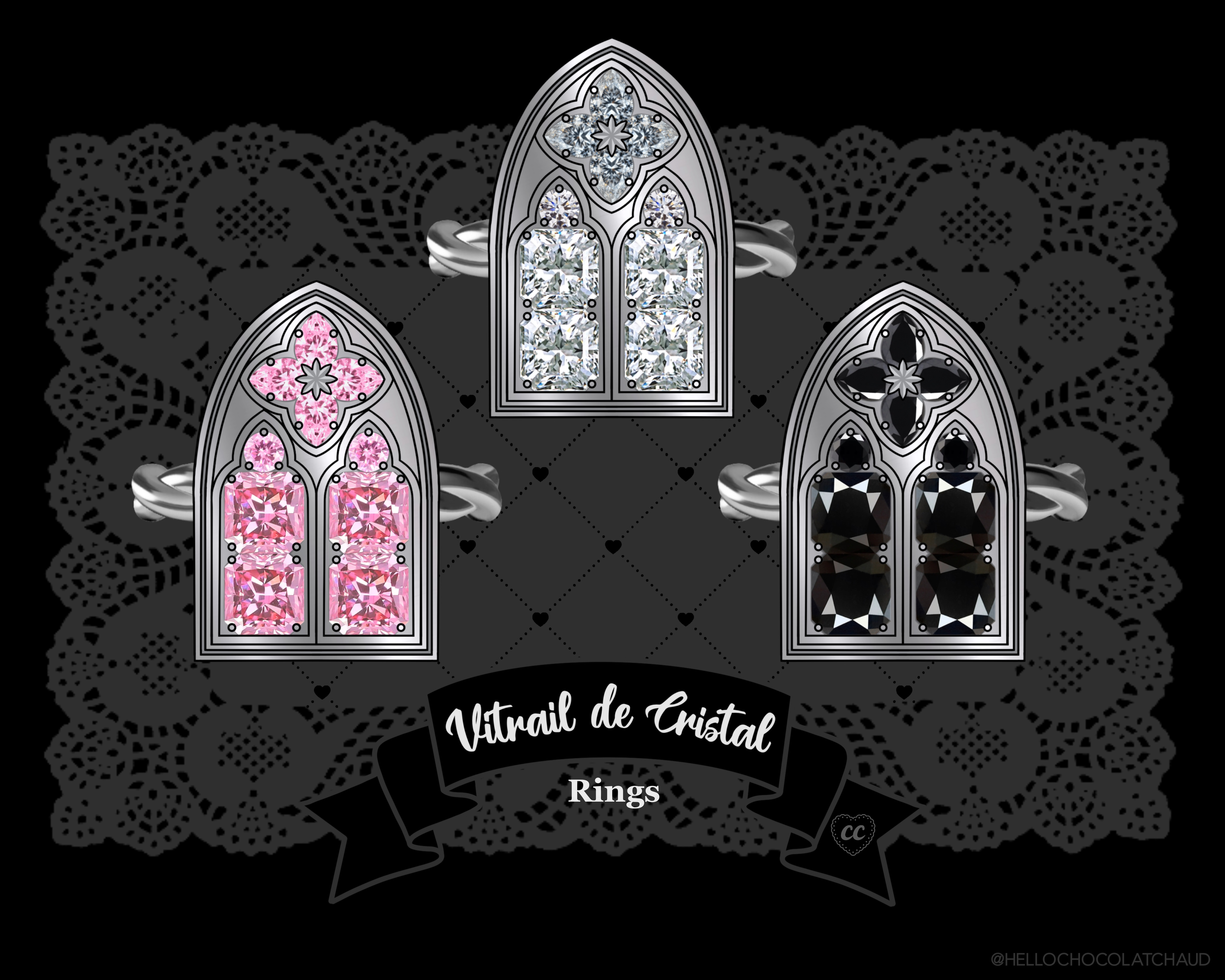 TWO Vitrail de Cristal ring SETS