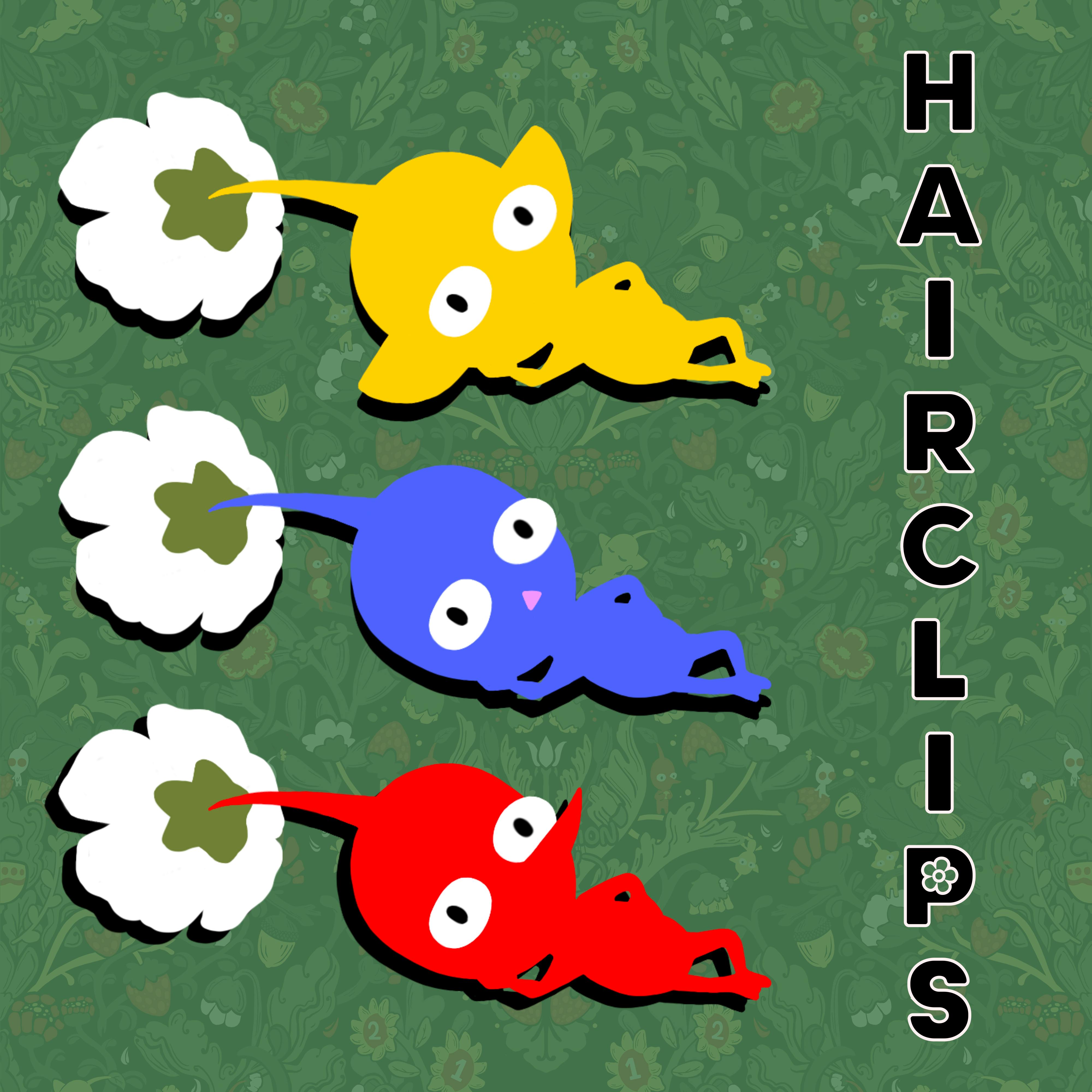 Pikmin Hairclips (Pair - 3 Colours)
