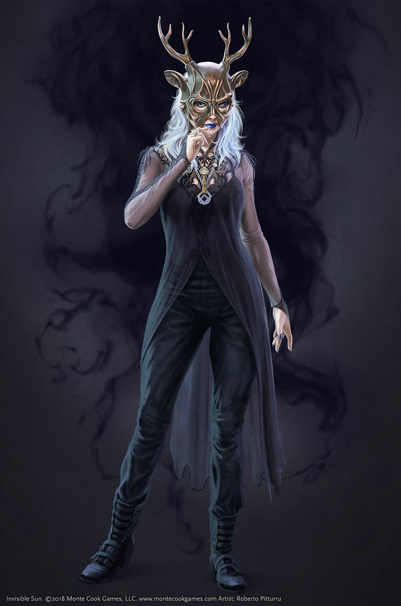 An illustration of a vislae character wearing a mask.