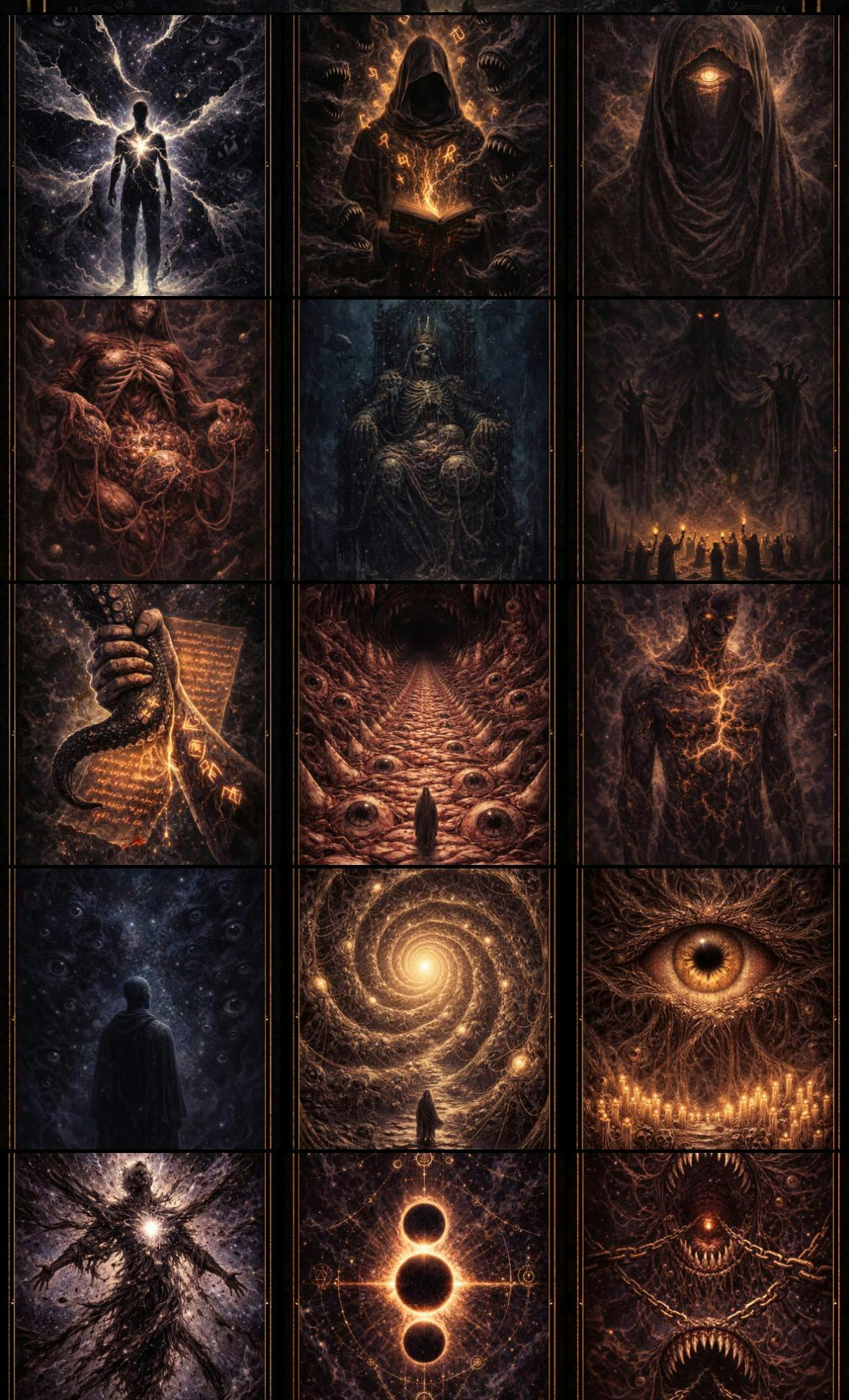 A tarot of forbidden knowledge, cosmic insignificance, and t