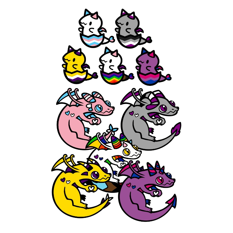 Five Dragon Pins & Five Hatchling Mini Pins