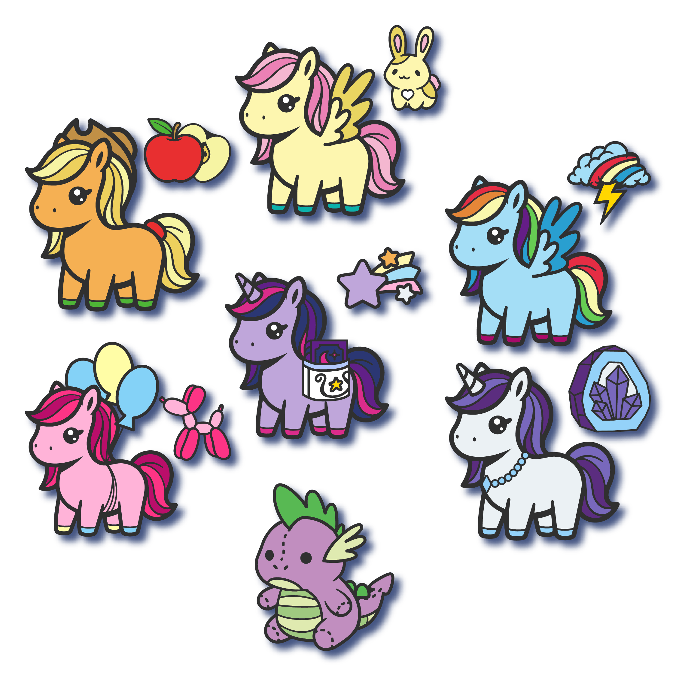 Mane 7 Unicorn & Mini Pins