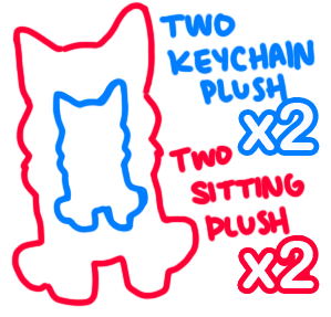 2 Keychain Plush & 2 Sitting Plush