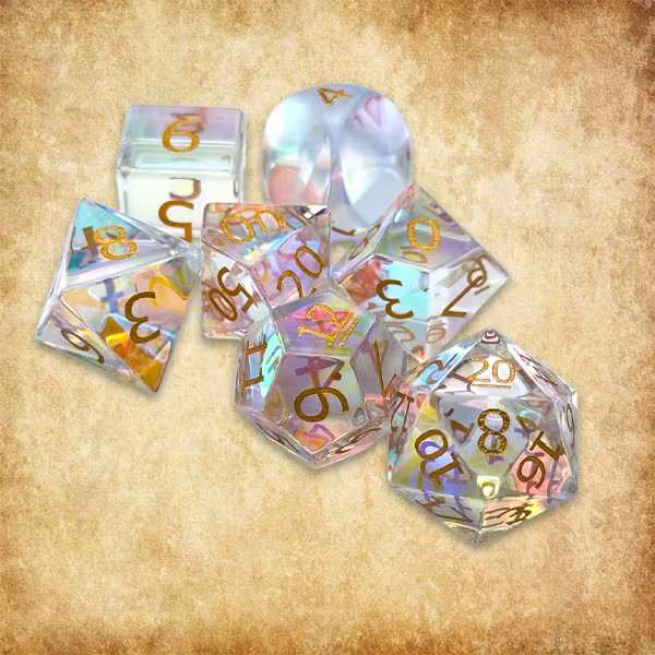 Whiterock Crystal: gemstone dice, crystal, traditional 7