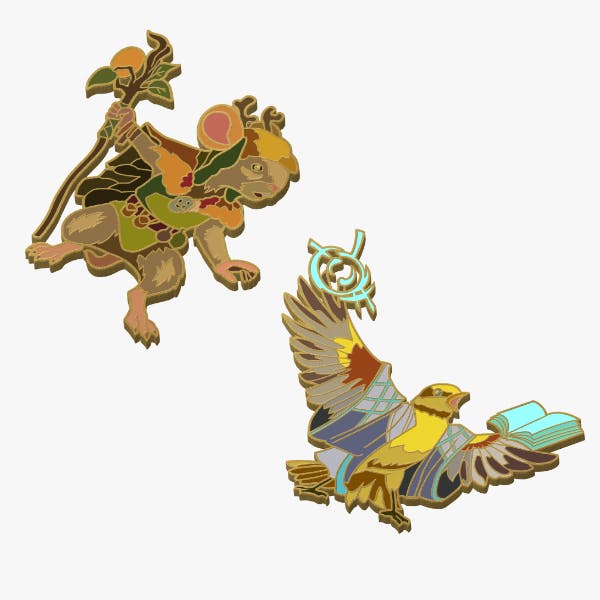 Acorn Druid & Songbird Featherlight Pin Set