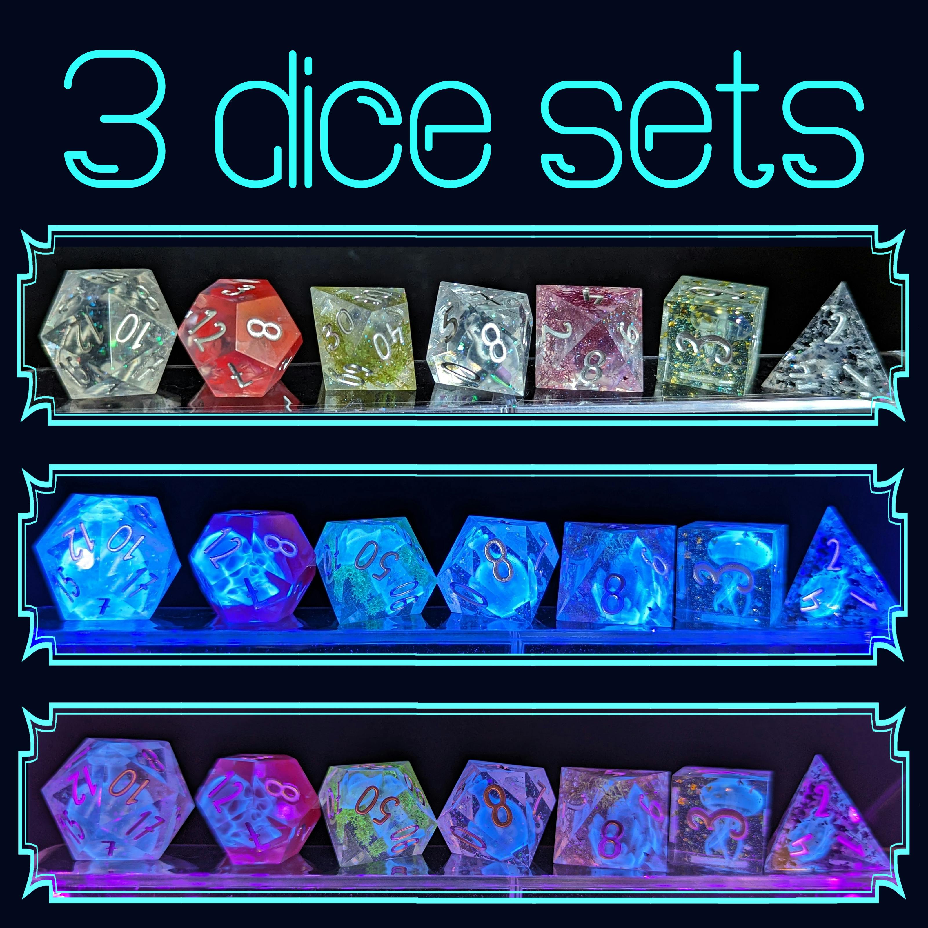 3 sets of Hidden Glow dice