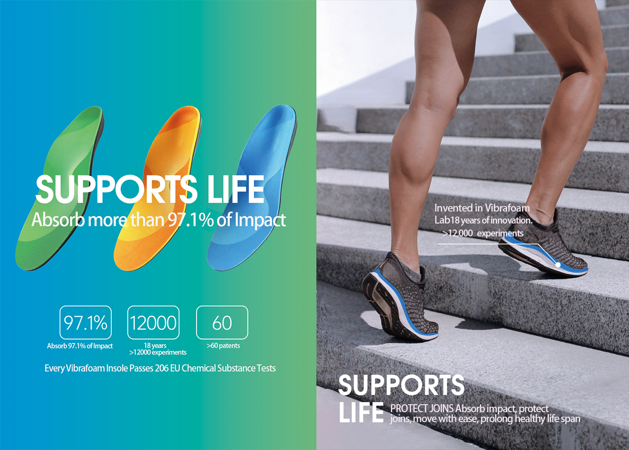 Vibrafoam Insole - Absorb up to 97.1% of impact!