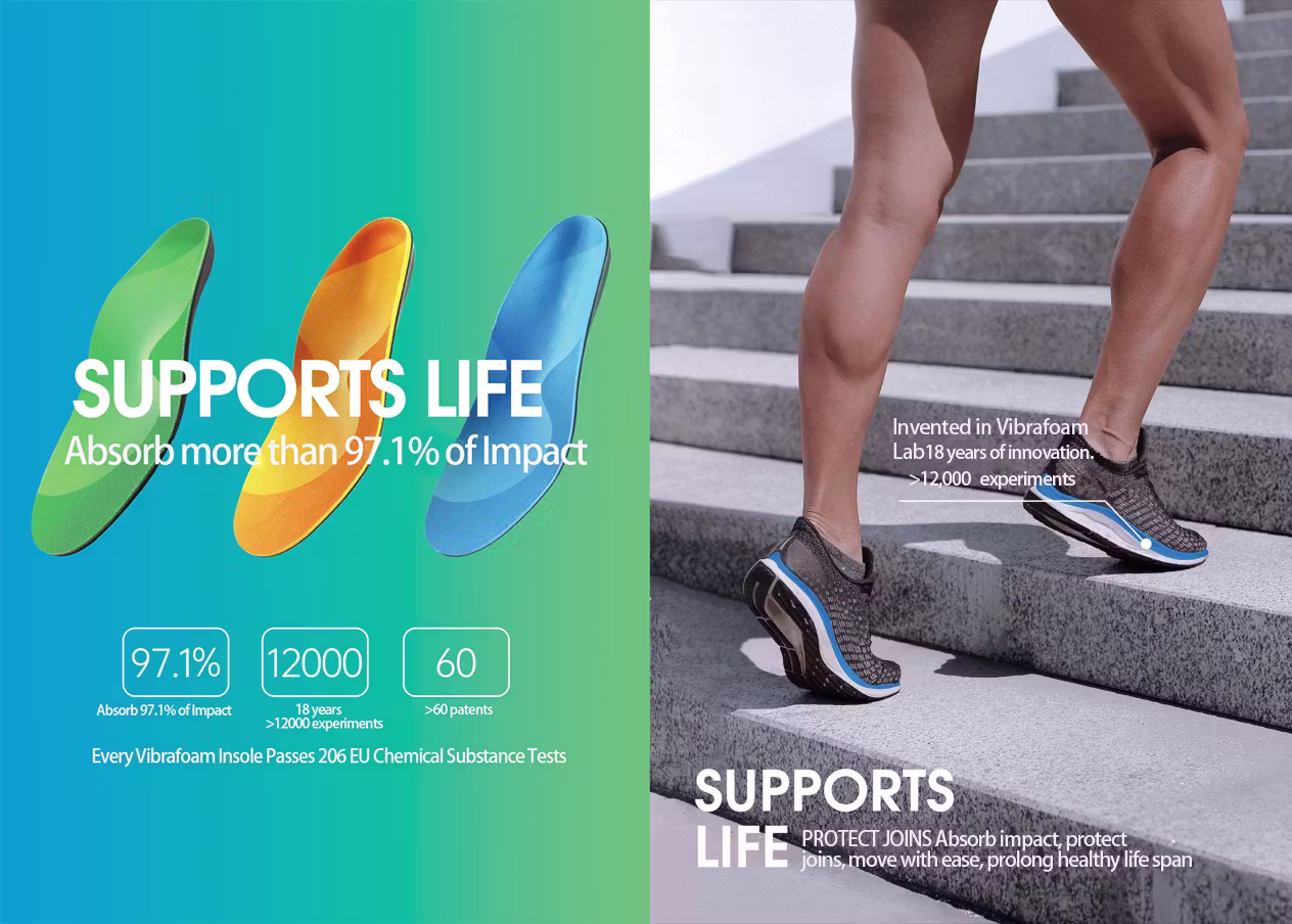 Vibrafoam Insole - Absorb up to 97.1% of impact!