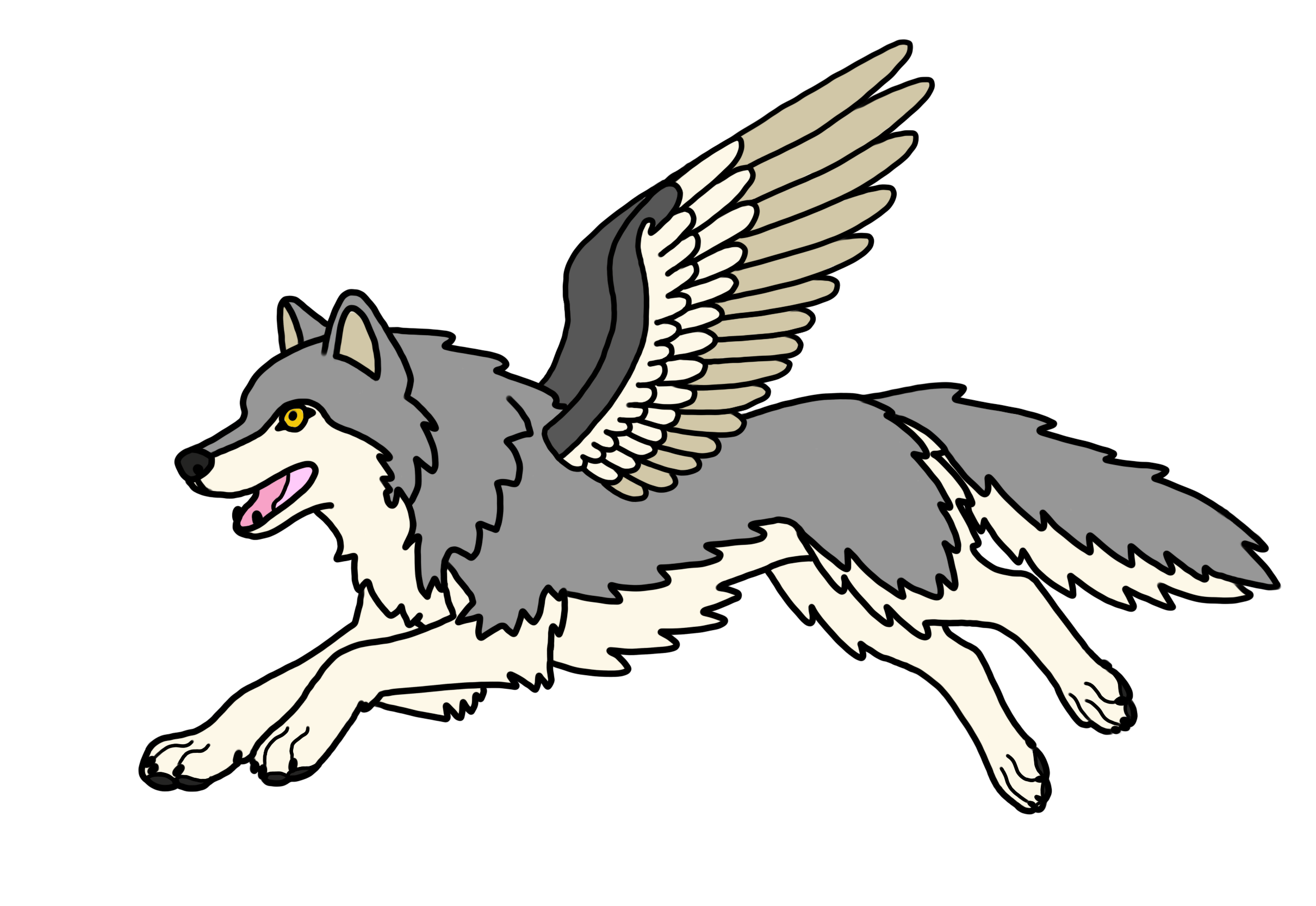Flying wolf grey enamel pin