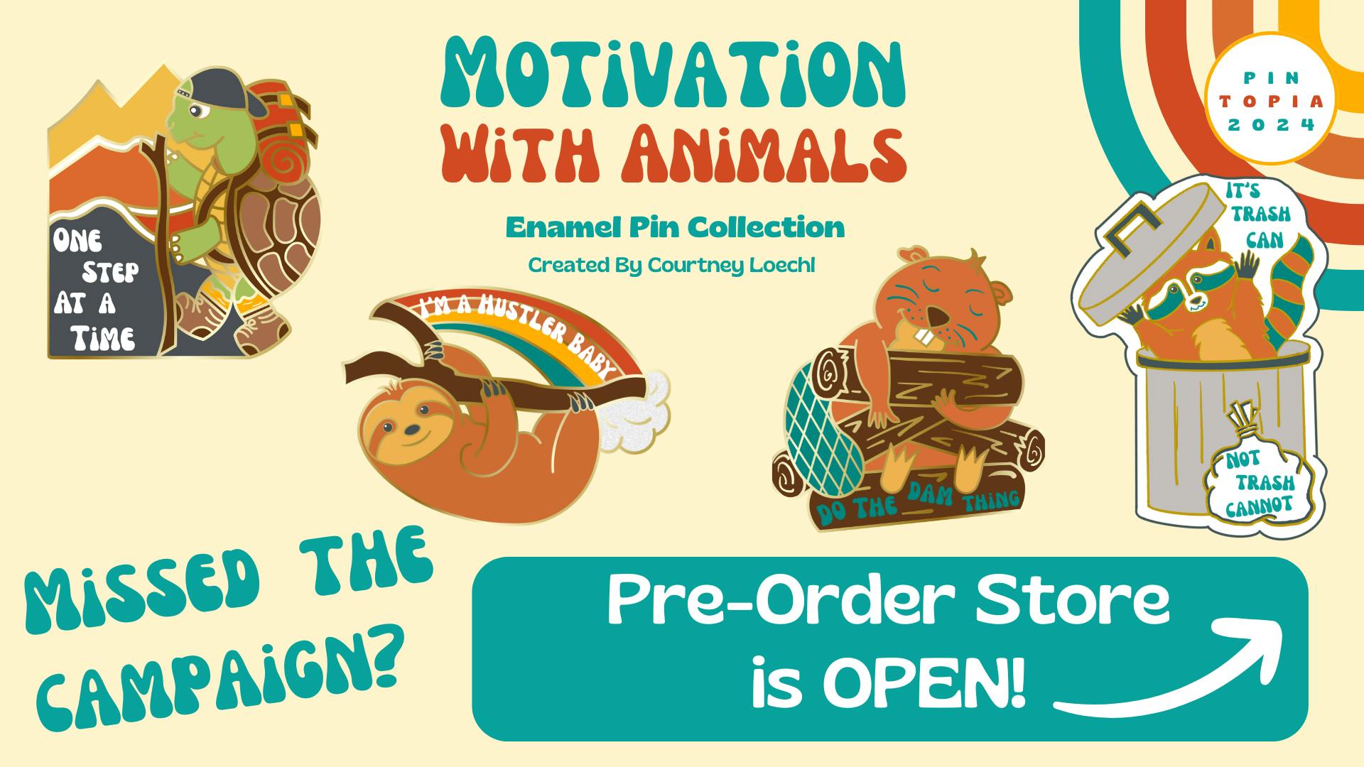 Motivation With Animals - Enamel Pins