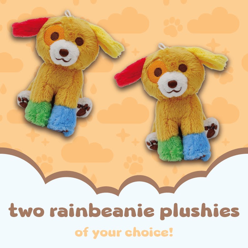 two rainbeanie keychain plush