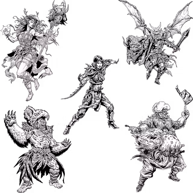 Monster Hunt Shadowdark Premade 1st Level Characters (Print + PDF)