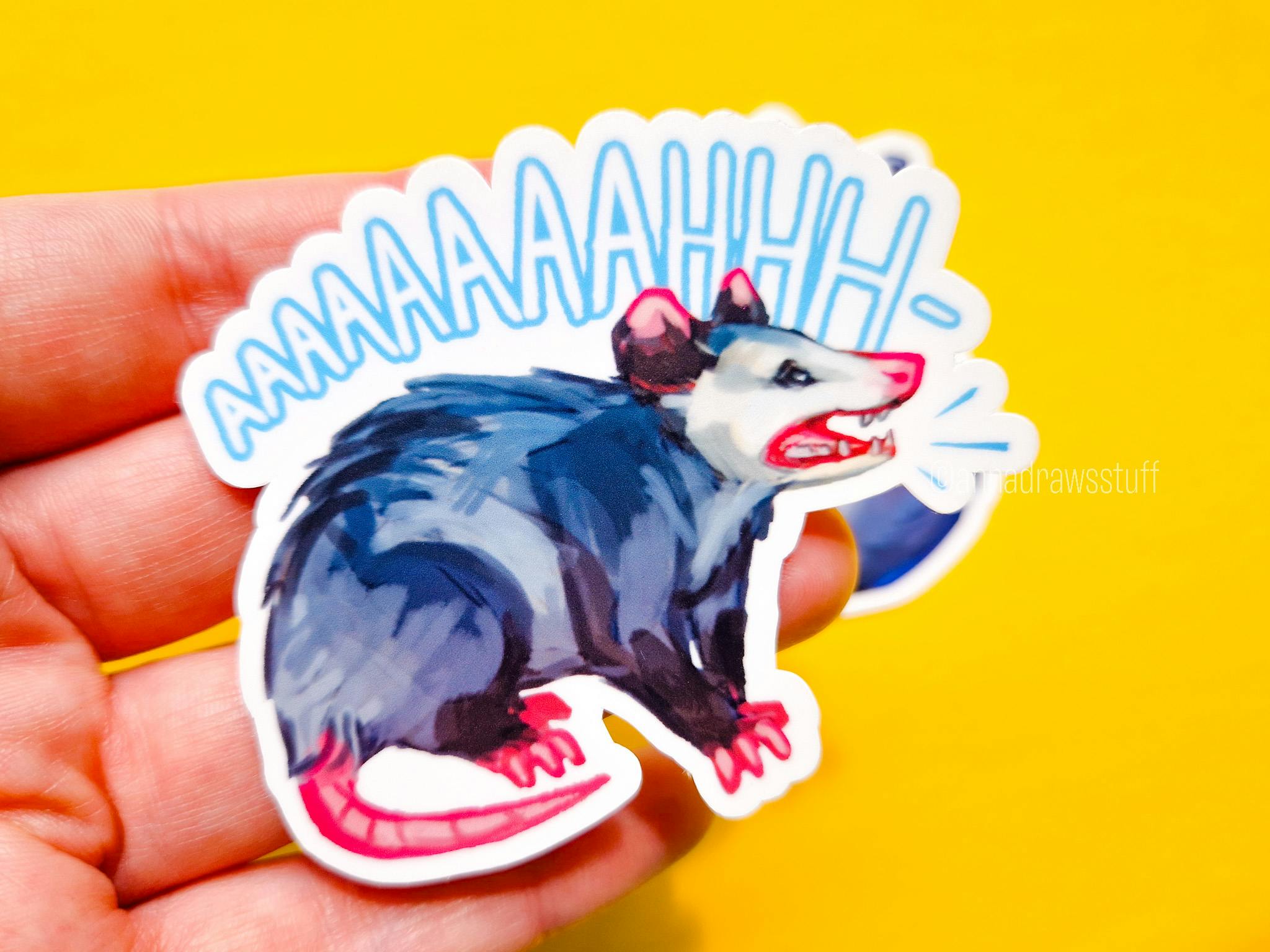 Screaming Opossum Vinyl Sticker
