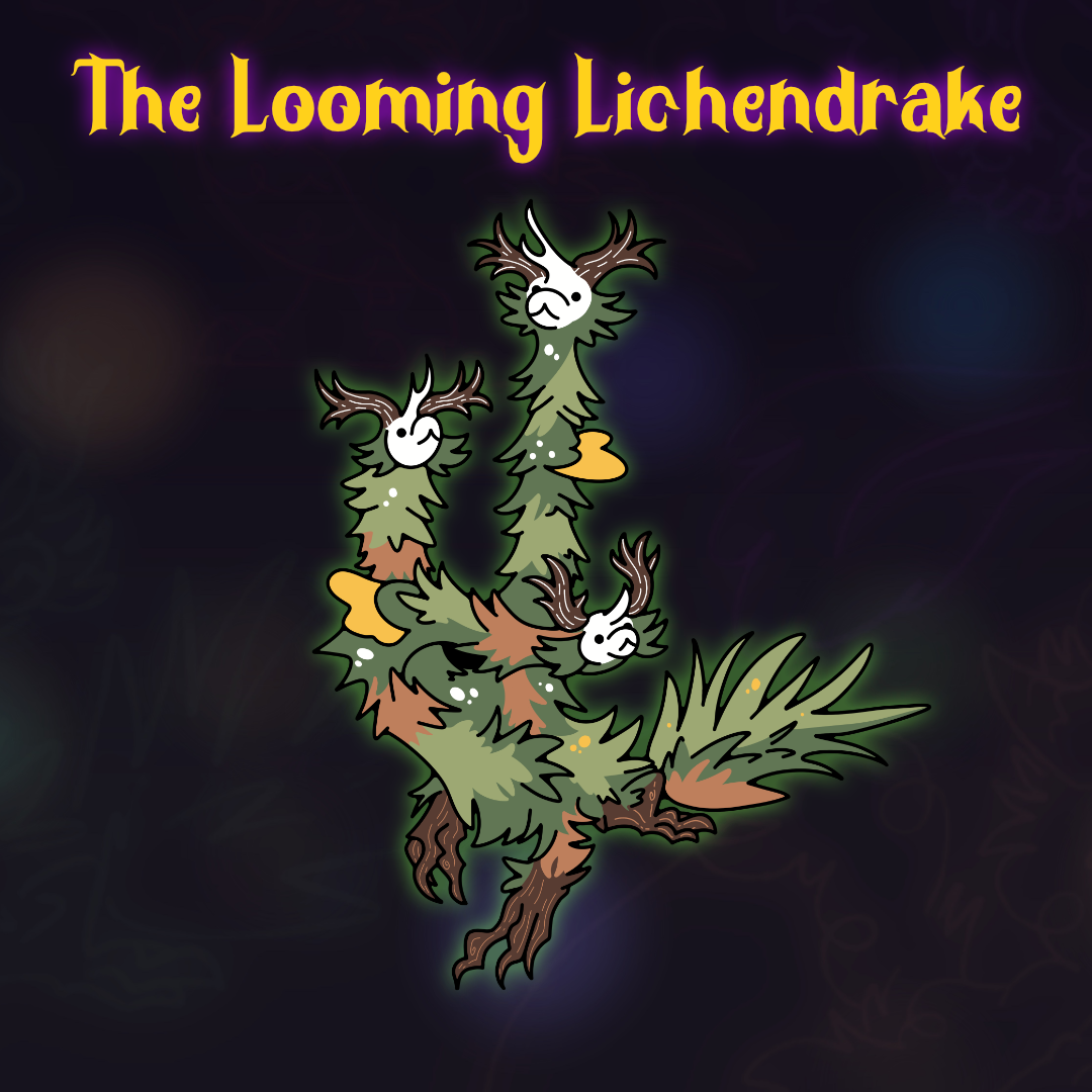 Looming Lichendrake Glowy Enamel Pin