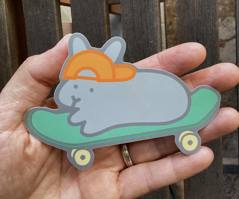 STICKER - Skateboard Bunny 4"